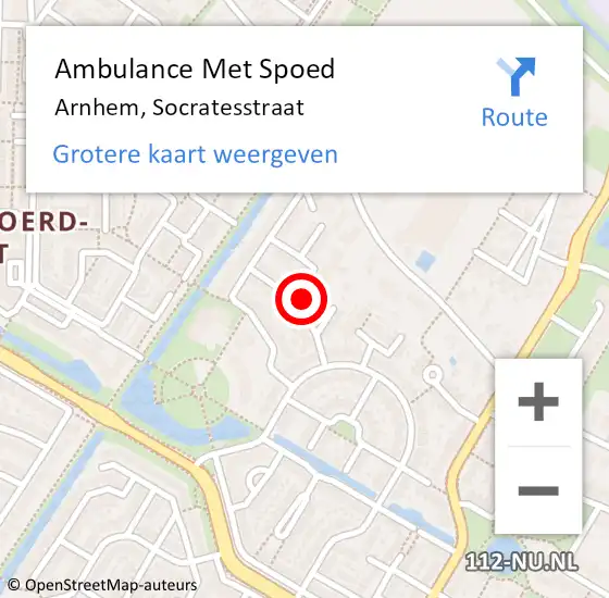 Locatie op kaart van de 112 melding: Ambulance Met Spoed Naar Arnhem, Socratesstraat op 15 juni 2022 03:10