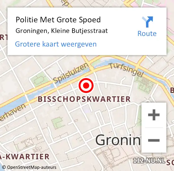 Locatie op kaart van de 112 melding: Politie Met Grote Spoed Naar Groningen, Kleine Butjesstraat op 15 juni 2022 03:29