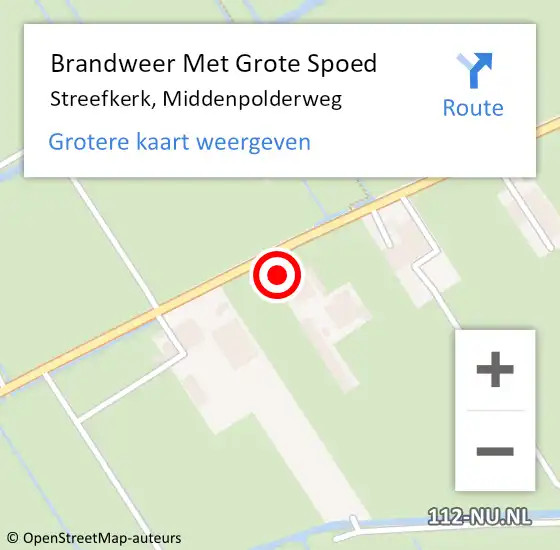 Locatie op kaart van de 112 melding: Brandweer Met Grote Spoed Naar Streefkerk, Middenpolderweg op 15 juni 2022 04:31