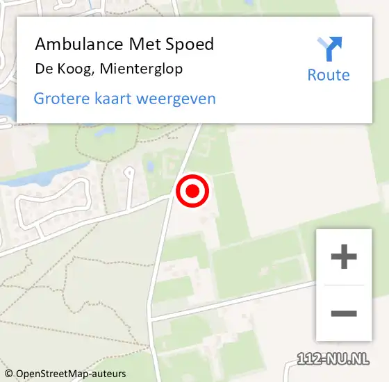 Locatie op kaart van de 112 melding: Ambulance Met Spoed Naar De Koog, Mienterglop op 15 juni 2022 06:18