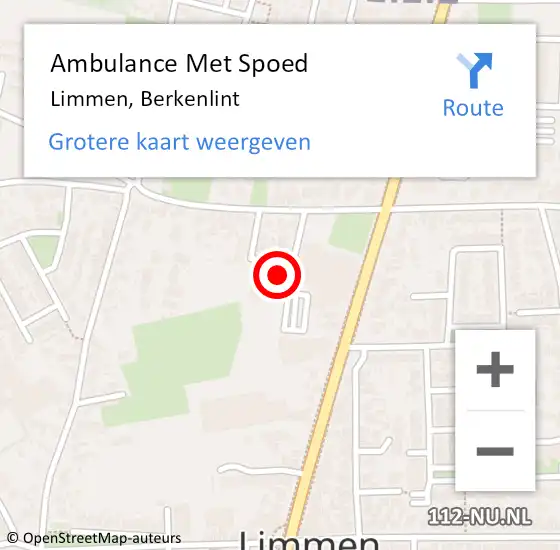 Locatie op kaart van de 112 melding: Ambulance Met Spoed Naar Limmen, Berkenlint op 15 juni 2022 06:29