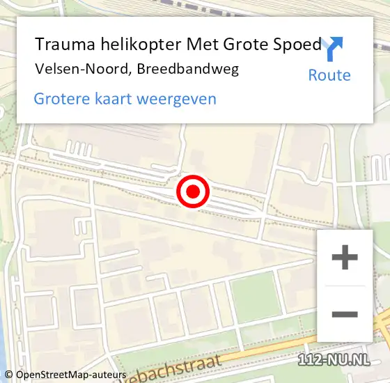 Locatie op kaart van de 112 melding: Trauma helikopter Met Grote Spoed Naar Velsen-Noord, Breedbandweg op 15 juni 2022 06:58