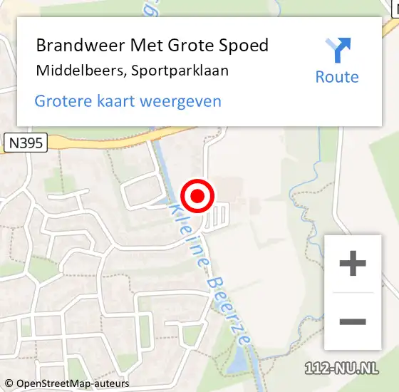 Locatie op kaart van de 112 melding: Brandweer Met Grote Spoed Naar Oost- West- en Middelbeers, Sportparklaan op 15 juni 2022 07:35