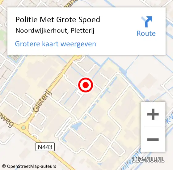 Locatie op kaart van de 112 melding: Politie Met Grote Spoed Naar Noordwijkerhout, Pletterij op 15 juni 2022 07:48