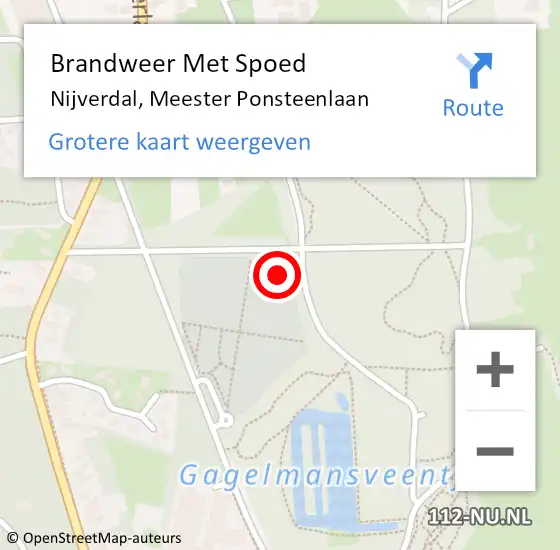 Locatie op kaart van de 112 melding: Brandweer Met Spoed Naar Nijverdal, Meester Ponsteenlaan op 15 juni 2022 07:58