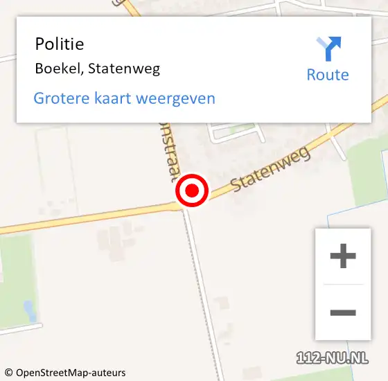 Locatie op kaart van de 112 melding: Politie Boekel, Statenweg op 15 juni 2022 07:59