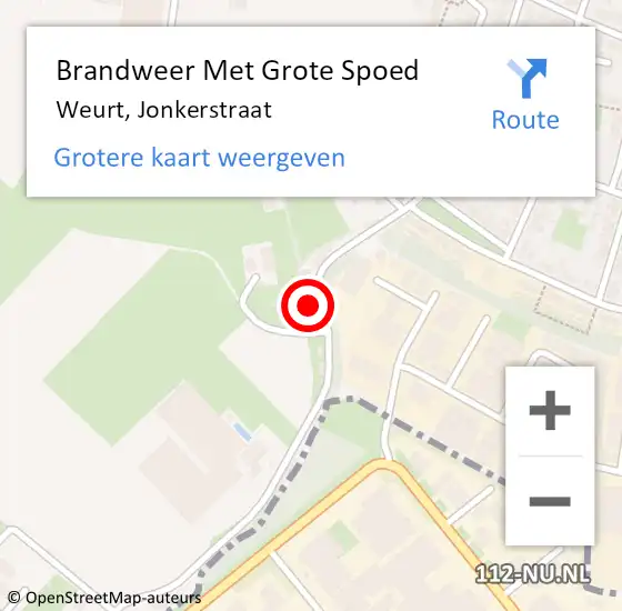 Locatie op kaart van de 112 melding: Brandweer Met Grote Spoed Naar Weurt, Jonkerstraat op 15 juni 2022 08:02