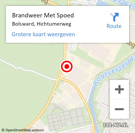 Locatie op kaart van de 112 melding: Brandweer Met Spoed Naar Bolsward, Hichtumerweg op 15 juni 2022 08:35