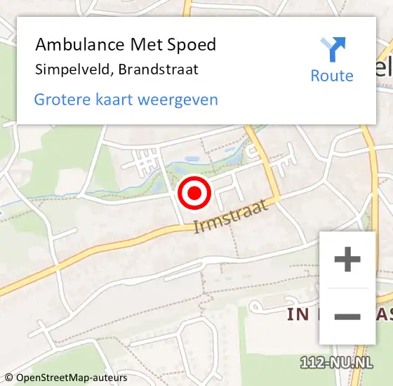 Locatie op kaart van de 112 melding: Ambulance Met Spoed Naar Simpelveld, Brandstraat op 20 juli 2014 08:15