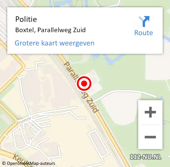 Locatie op kaart van de 112 melding: Politie Boxtel, Parallelweg Zuid op 15 juni 2022 08:41