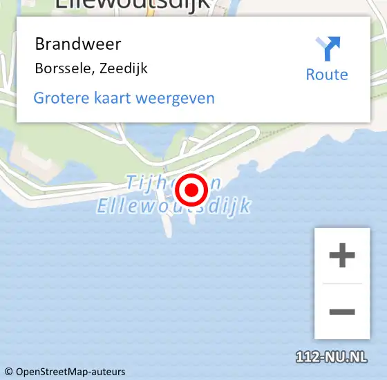 Locatie op kaart van de 112 melding: Brandweer Borssele, Zeedijk op 15 juni 2022 09:10