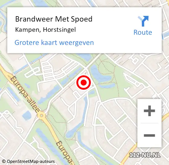 Locatie op kaart van de 112 melding: Brandweer Met Spoed Naar Kampen, Horstsingel op 15 juni 2022 09:15