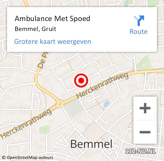 Locatie op kaart van de 112 melding: Ambulance Met Spoed Naar Bemmel, Gruit op 15 juni 2022 09:26