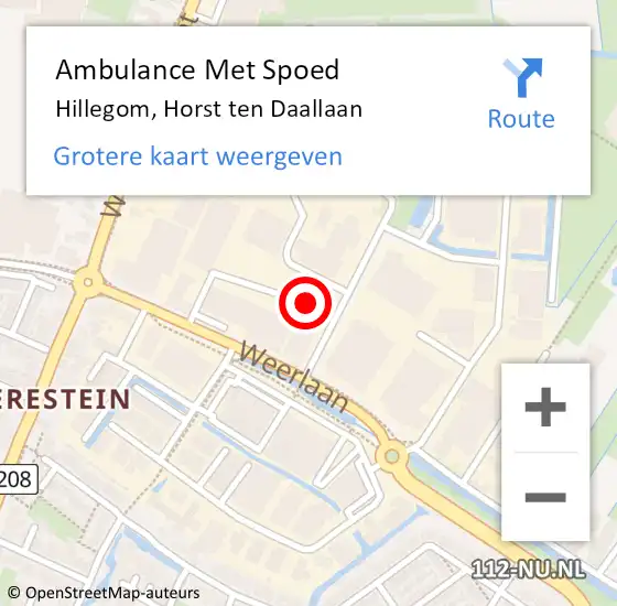 Locatie op kaart van de 112 melding: Ambulance Met Spoed Naar Hillegom, Horst ten Daallaan op 15 juni 2022 09:36