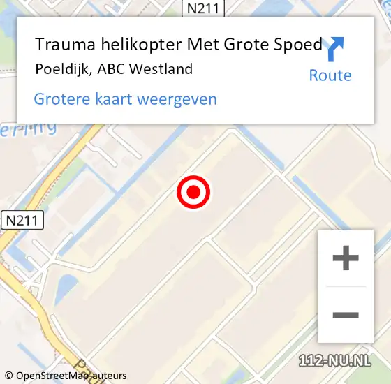 Locatie op kaart van de 112 melding: Trauma helikopter Met Grote Spoed Naar Poeldijk, ABC Westland op 15 juni 2022 09:39