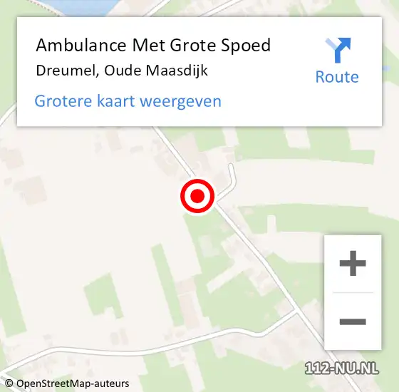 Locatie op kaart van de 112 melding: Ambulance Met Grote Spoed Naar Dreumel, Oude Maasdijk op 15 juni 2022 09:44