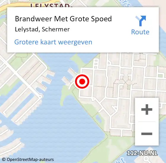 Locatie op kaart van de 112 melding: Brandweer Met Grote Spoed Naar Lelystad, Schermer op 15 juni 2022 09:47