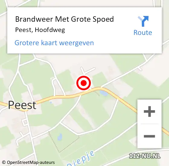 Locatie op kaart van de 112 melding: Brandweer Met Grote Spoed Naar Peest, Hoofdweg op 20 juli 2014 08:34