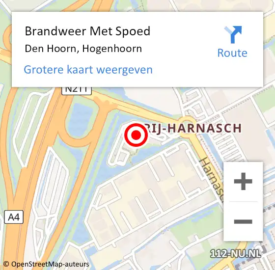 Locatie op kaart van de 112 melding: Brandweer Met Spoed Naar Den Hoorn, Hogenhoorn op 15 juni 2022 10:22