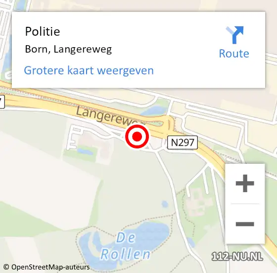 Locatie op kaart van de 112 melding: Politie Born, Langereweg op 15 juni 2022 10:31