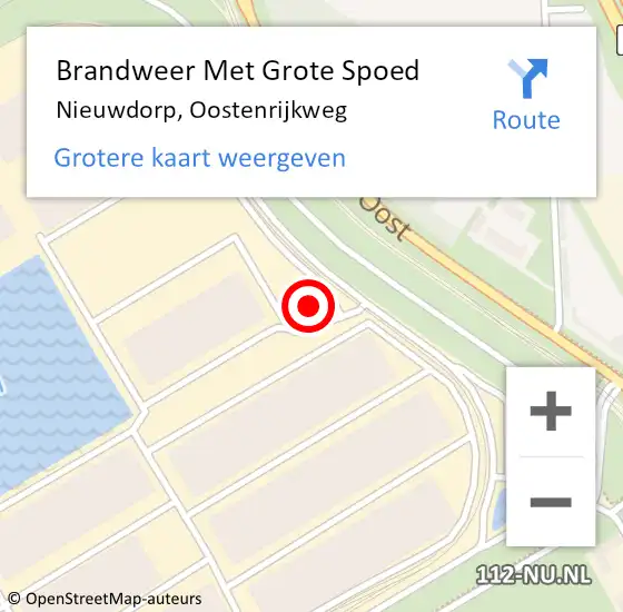 Locatie op kaart van de 112 melding: Brandweer Met Grote Spoed Naar Nieuwdorp, Oostenrijkweg op 15 juni 2022 10:36