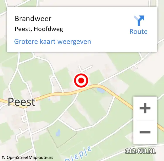 Locatie op kaart van de 112 melding: Brandweer Peest, Hoofdweg op 20 juli 2014 08:36