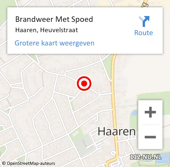 Locatie op kaart van de 112 melding: Brandweer Met Spoed Naar Haaren, Heuvelstraat op 15 juni 2022 10:52