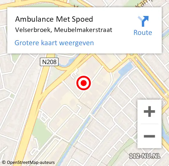 Locatie op kaart van de 112 melding: Ambulance Met Spoed Naar Velserbroek, Meubelmakerstraat op 15 juni 2022 10:56