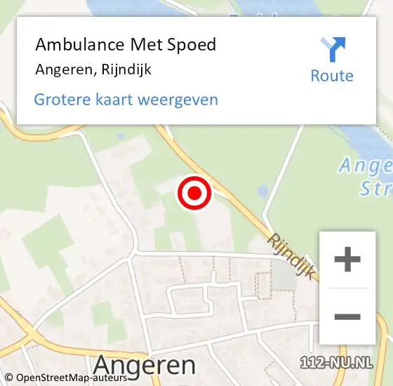 Locatie op kaart van de 112 melding: Ambulance Met Spoed Naar Angeren, Rijndijk op 15 juni 2022 11:12