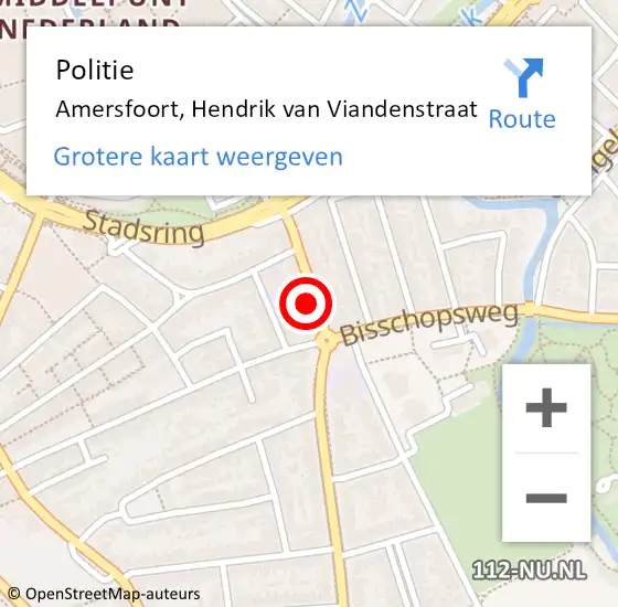 Locatie op kaart van de 112 melding: Politie Amersfoort, Hendrik van Viandenstraat op 15 juni 2022 11:20