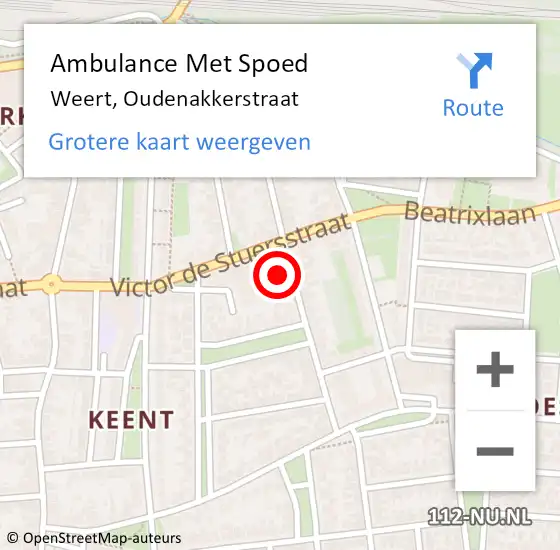 Locatie op kaart van de 112 melding: Ambulance Met Spoed Naar Weert, Oudenakkerstraat op 15 juni 2022 11:21