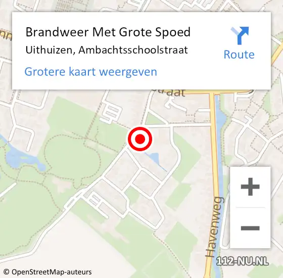 Locatie op kaart van de 112 melding: Brandweer Met Grote Spoed Naar Uithuizen, Ambachtsschoolstraat op 15 juni 2022 11:30