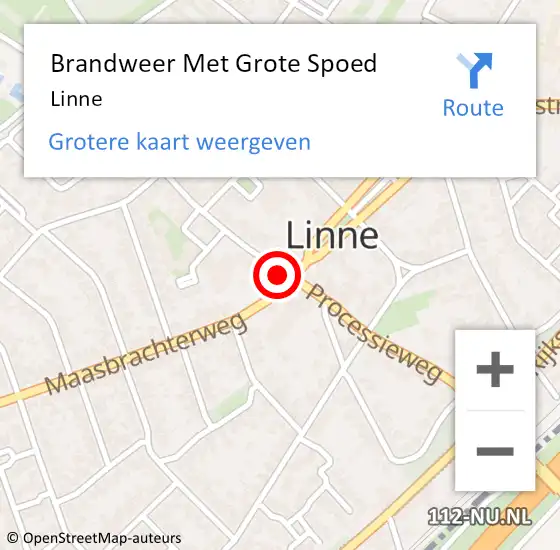 Locatie op kaart van de 112 melding: Brandweer Met Grote Spoed Naar Linne op 15 juni 2022 11:47