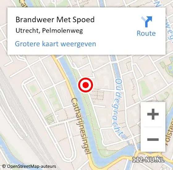 Locatie op kaart van de 112 melding: Brandweer Met Spoed Naar Utrecht, Pelmolenweg op 15 juni 2022 12:11