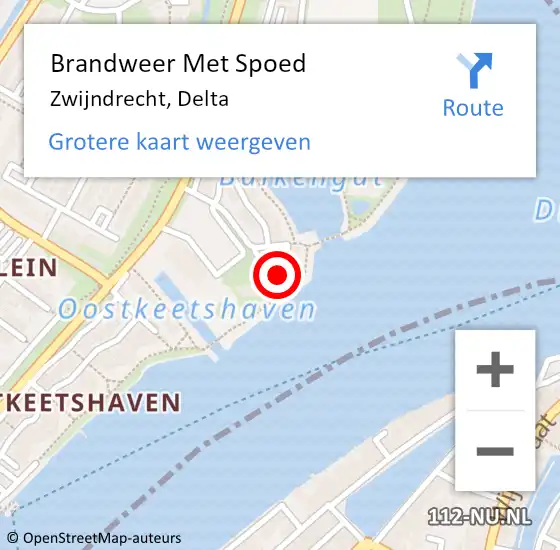 Locatie op kaart van de 112 melding: Brandweer Met Spoed Naar Zwijndrecht, Delta op 15 juni 2022 12:39
