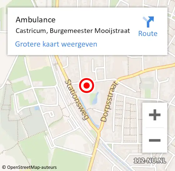 Locatie op kaart van de 112 melding: Ambulance Castricum, Burgemeester Mooijstraat op 15 juni 2022 12:55