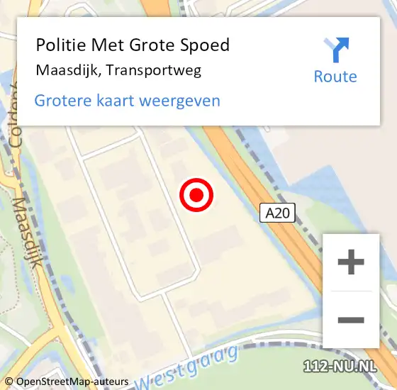 Locatie op kaart van de 112 melding: Politie Met Grote Spoed Naar Maasdijk, Transportweg op 15 juni 2022 12:59