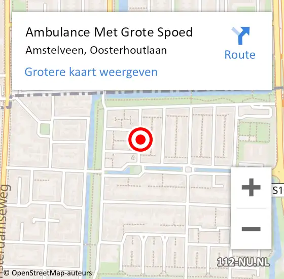 Locatie op kaart van de 112 melding: Ambulance Met Grote Spoed Naar Amstelveen, Oosterhoutlaan op 15 juni 2022 13:21