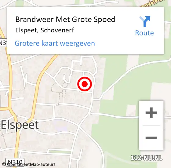 Locatie op kaart van de 112 melding: Brandweer Met Grote Spoed Naar Elspeet, Schovenerf op 15 juni 2022 13:35