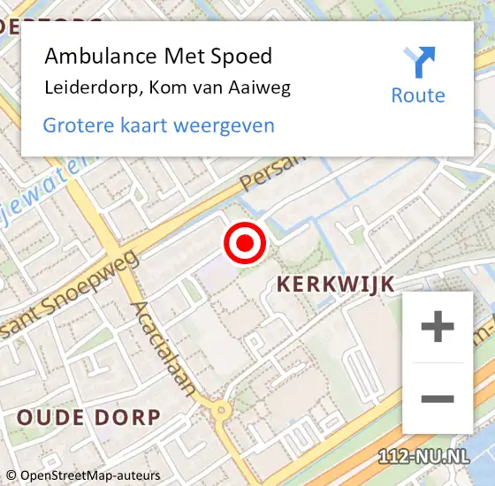 Locatie op kaart van de 112 melding: Ambulance Met Spoed Naar Leiderdorp, Kom van Aaiweg op 15 juni 2022 13:45