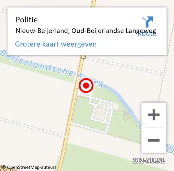 Locatie op kaart van de 112 melding: Politie Nieuw-Beijerland, Oud-Beijerlandse Langeweg op 15 juni 2022 13:45