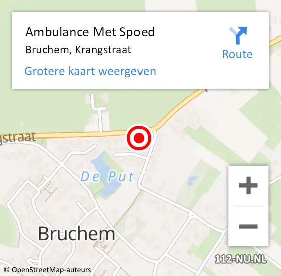 Locatie op kaart van de 112 melding: Ambulance Met Spoed Naar Bruchem, Krangstraat op 15 juni 2022 13:48