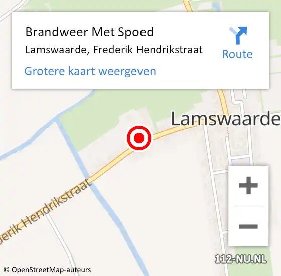 Locatie op kaart van de 112 melding: Brandweer Met Spoed Naar Lamswaarde, Frederik Hendrikstraat op 20 juli 2014 09:00