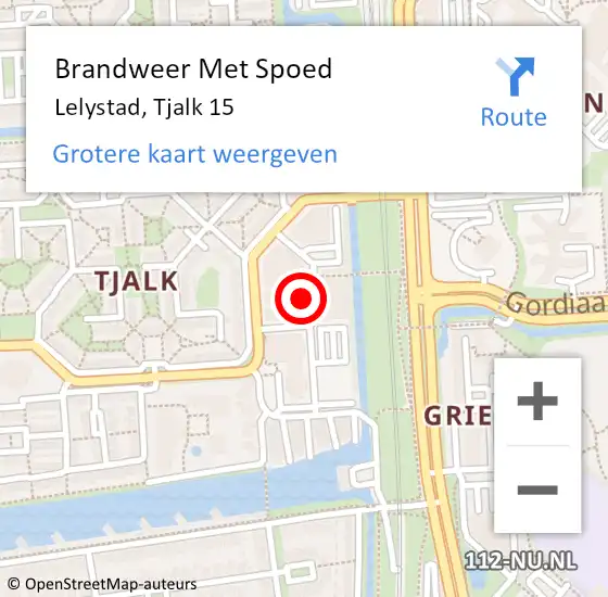 Locatie op kaart van de 112 melding: Brandweer Met Spoed Naar Lelystad, Tjalk 15 op 15 juni 2022 14:14