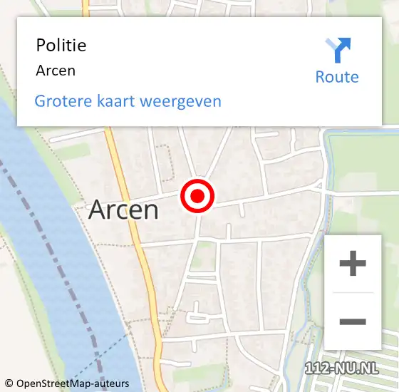 Locatie op kaart van de 112 melding: Politie Arcen op 15 juni 2022 14:15