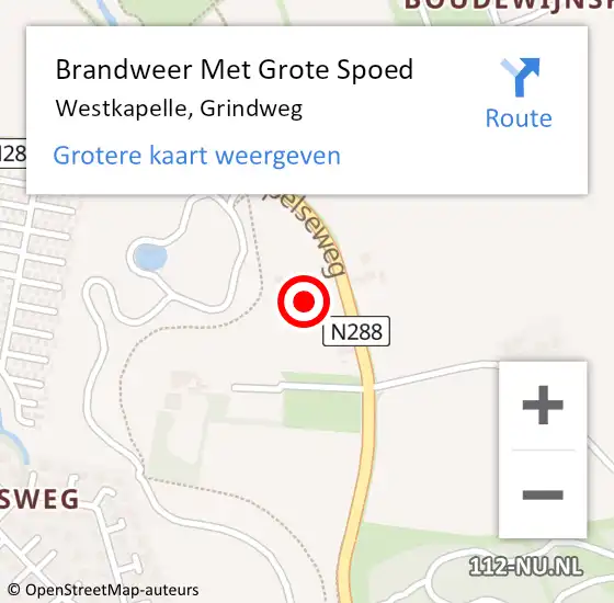 Locatie op kaart van de 112 melding: Brandweer Met Grote Spoed Naar Westkapelle, Grindweg op 15 juni 2022 14:32