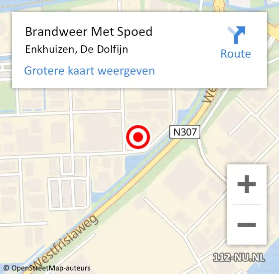 Locatie op kaart van de 112 melding: Brandweer Met Spoed Naar Enkhuizen, De Dolfijn op 15 juni 2022 14:42