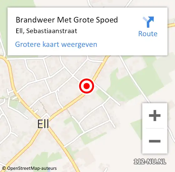 Locatie op kaart van de 112 melding: Brandweer Met Grote Spoed Naar Ell, Sebastiaanstraat op 15 juni 2022 14:50