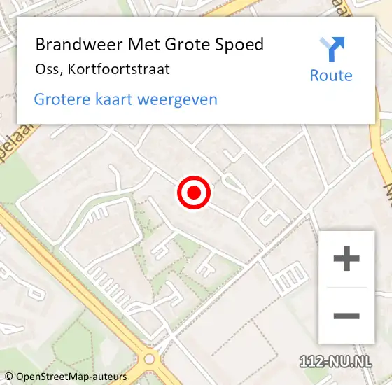 Locatie op kaart van de 112 melding: Brandweer Met Grote Spoed Naar Oss, Kortfoortstraat op 15 juni 2022 14:53