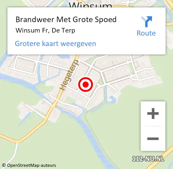 Locatie op kaart van de 112 melding: Brandweer Met Grote Spoed Naar Winsum Fr, De Terp op 20 juli 2014 09:08